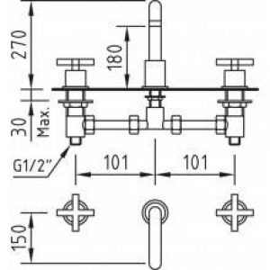 Robinet de lavabo mélangeur manuel de rebord en…