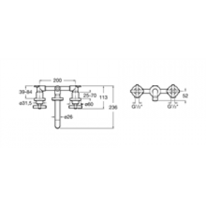 Robinet de lavabo mélangeur manuel mural 19 cm…