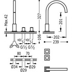 Robinet de lavabo mélangeur manuel TRES CUADRO L