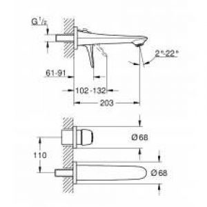 Robinet de lavabo mural M levier plein Grohe…