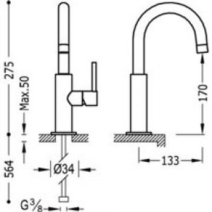 Robinet de lavabo orange en C TRES STUDY M