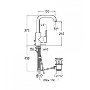 Robinet de lavabo poignée latérale intégrée L20…