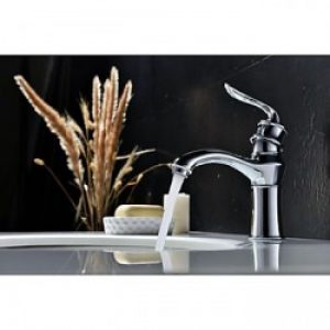 Robinet de lavabo à poignée unique, style contemporain fini en chrome