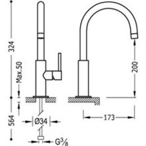 Robinet de lavabo rouge en C TRES STUDY L