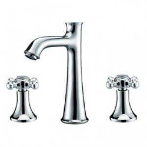 Robinet de lavabo style contemporain avec mélangeur, robinet à double poignée fini en laiton