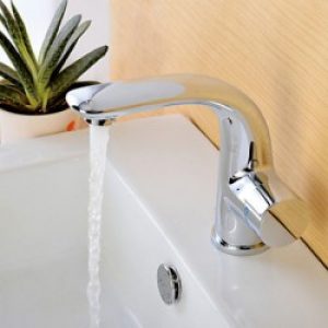 Robinet de lavabo style contemporain fini en métal chromé (un seul trou d’installation)