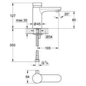 Robinet de lavabo temporisé Grohe Eurosmart…