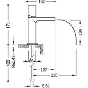 Robinet de lavabo vert cascade TRES TUB LOFT