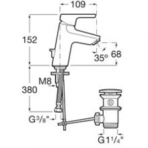 Robinet de lavabo vidage automatique Malva Roca