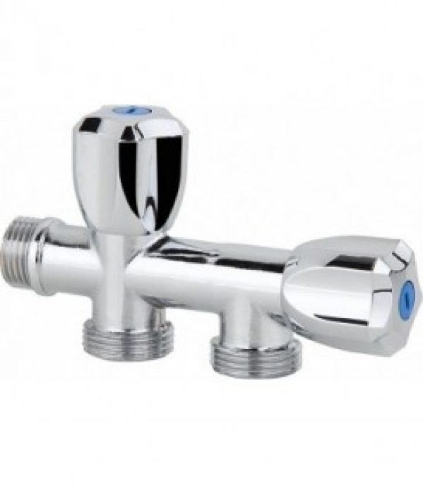 Robinet de machine a laver double chromé, 2 pompes 1/2&Prime;malex3/4&Prime;malex3/4&Prime;male