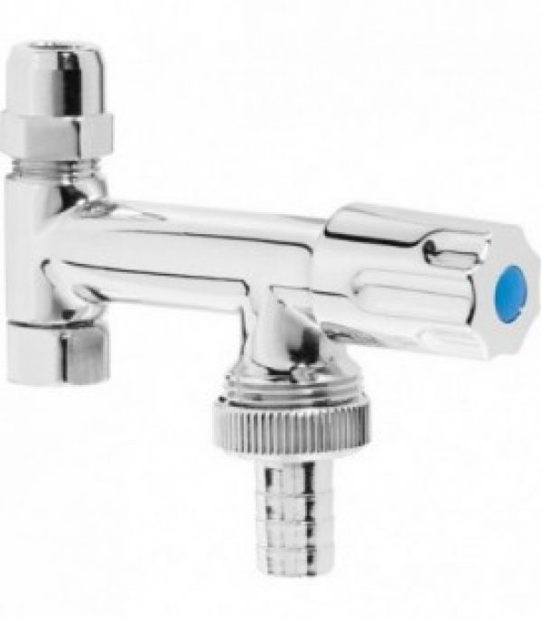 Robinet de machine à laver avec antiretour et raccord 3/8&Prime; chrome