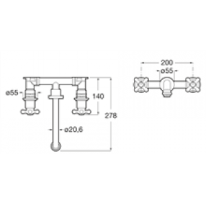 Robinet deux poignées pour lavabo Carmen Roca
