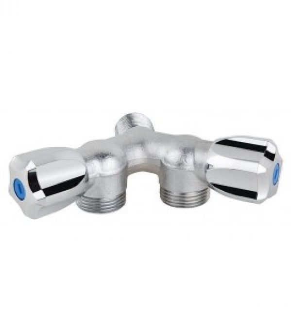 Robinet double machine a laver Y *BG* chromé, sable, 2 pompes 3/4&Prime; Malex 1/2&Prime; Male x 3/4&Prime; male