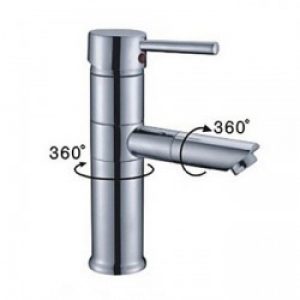 Robinet d&rsquo;évier à bec rotatif (360°) muni d&rsquo;une poignée, finition chromée pour un style contemporain
