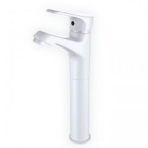 Robinet d&rsquo;évier blanc avec poignée unique et un seul trou d&rsquo;installation