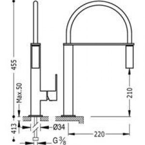 Robinet d’évier courbé extractible CUADRO-TRES