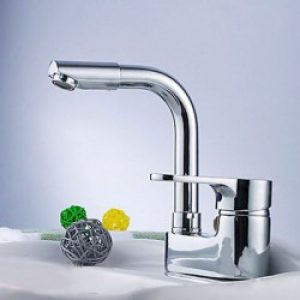 Robinet d&rsquo;évier de style moderne fini en métal chromé, robinet poignée unique avec un seul trou d&rsquo;installation