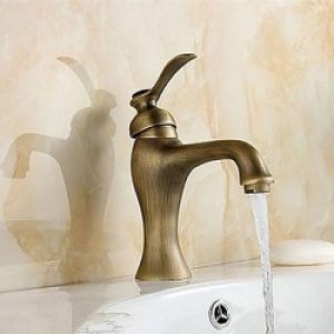 Robinet d&rsquo;évier design antique en laiton, robinet à poignée unique