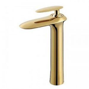 Robinet d&rsquo;évier dorée fini en laiton avec mitigeur intégré, un robinet à poignée unique