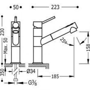 Robinet d’évier extractible 2 fonctions TRES