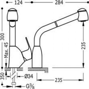 Robinet d’évier extractible de 2 positions K-TRES