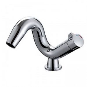 Robinet d&rsquo;évier mitigeur style contemporain fini chrome avec un trou d&rsquo;installation