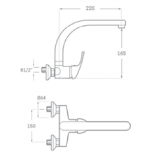 Robinet d’évier mural avec bec Enkel SEVEN