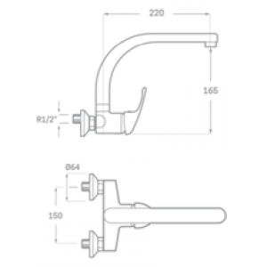 Robinet d’évier mural chromé Enkel SEVEN