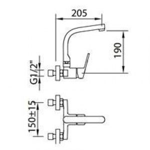 Robinet d’évier mural S12 Xtreme