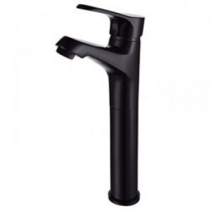 Robinet d&rsquo;évier noir muni d&rsquo;une poignée, style simple et contemporain