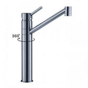 Robinet d&rsquo;évier pivotant, robinet massif fini en métal chromé