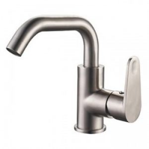 Robinet d&rsquo;évier robuste à poignée unique, robinet de style contemporain fini en métal brossé