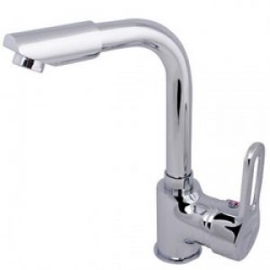 Robinet d&rsquo;évier rotatif avec mitigeur, robinet à poignée unique fini en métal chromé