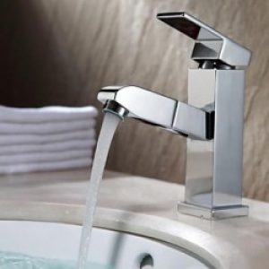 Robinet d&rsquo;évier rotatif à spray demontable, style contemporain fini en chrome