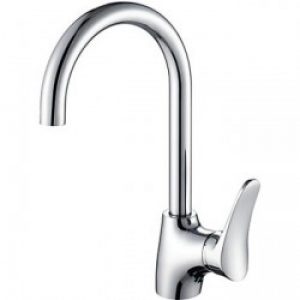 Robinet d&rsquo;évier rotatif à unique poignée muni d&rsquo;un mélangeur, finition chromée pour un style contemporain