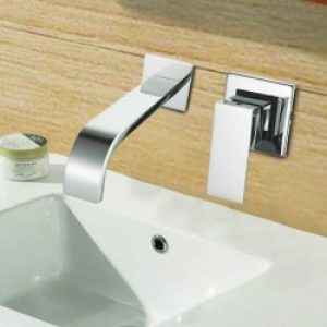 Robinet d&rsquo;évier (support mural) à poignée unique et finition en chrome