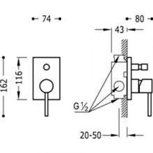Robinet encastré 2 voies Max-Tres