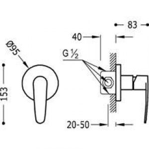 Robinet encastré de 1 voie Flat-TRES