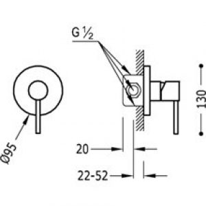 Robinet encastré de 1 voie TRES STUDY