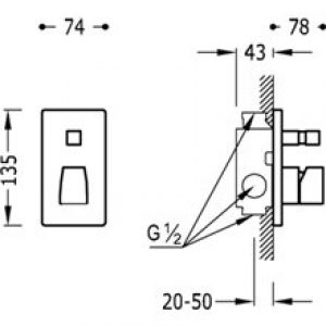 Robinet encastré de 2 voies CUB TRES SLIM