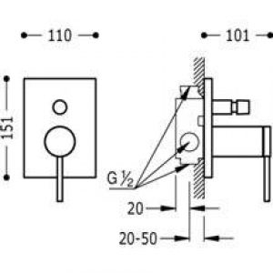 Robinet encastré de 2 voies MONO-TERM Tres