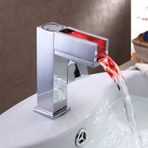 Robinet lavabo à changement de couleur LED, finition chromé pour un style contemporain