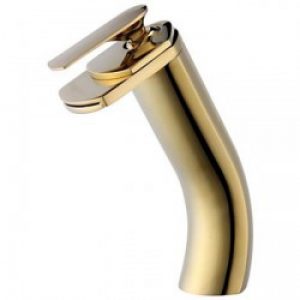 Robinet lavabo massif fini en laiton avec poignée unique, un robinet style contemporain