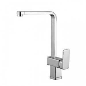 Robinet massif de cuisine muni d’une seule poignée et fini en métal brossé pour un style contemporain