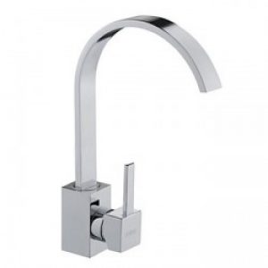 Robinet massif de cuisine, robinet à poignée unique fini en chrome pour un style contemporain