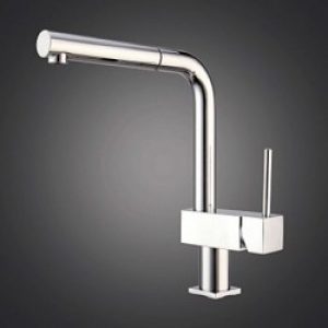 Robinet massif de cuisine, un design contemporain fini en métal chromé (spray démontable/Douche)