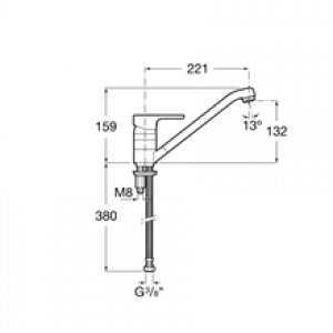 Robinet mitigeur de cuisine bec central L20 Roca