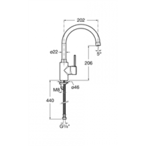 Robinet mitigeur de cuisine bec incurvé Targa Roca