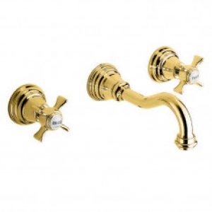 Robinet mélangeur lavabo mural 3 trous CHAMBORD Doré – Cristina Ondyna CH11452