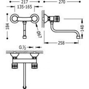 Robinet mural 26 cm ESE-TRES